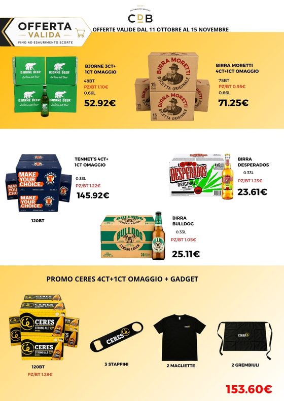 Offerte di ottobre, pagina 7: Birre: Bjørne, Moretti, Tennent's, Desperados, Bulldog, Ceres