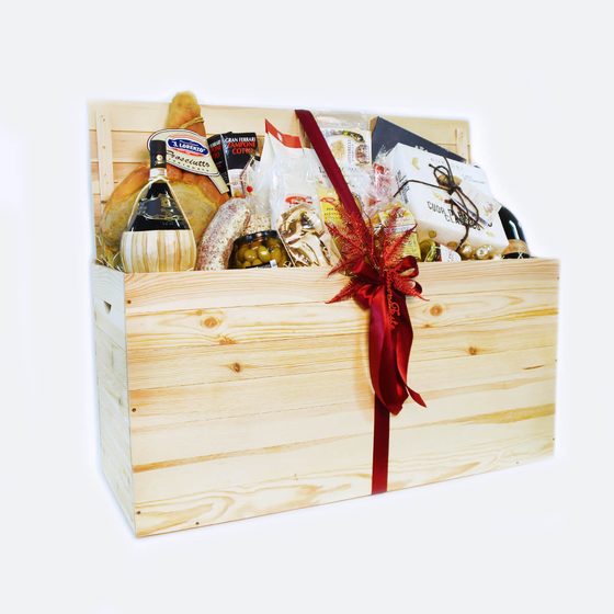 Cassa in legno con fiocco